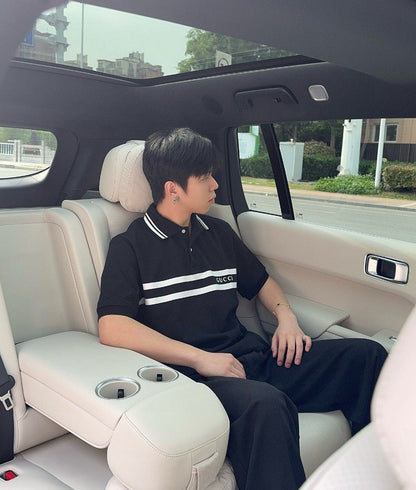 Polo à logo rayé Gucci (noir)