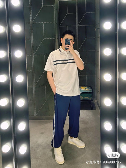 Polo Gucci con logo a rayas (Blanco)