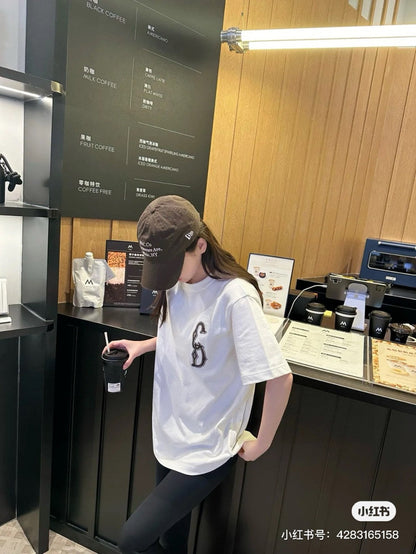 T-shirt Dior brodé avec logo CD (blanc)