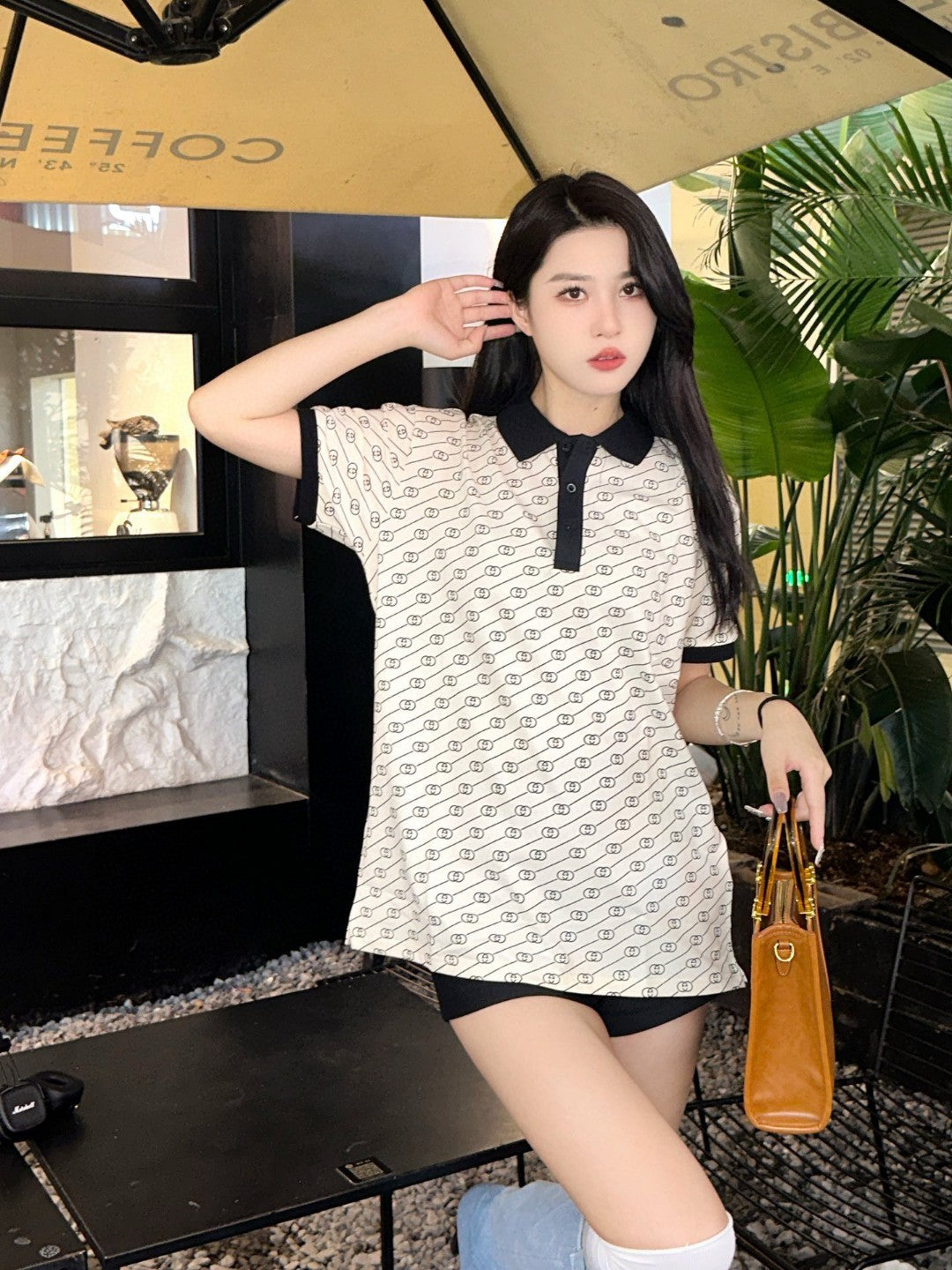 Gucci Beige GG Pattern Polo Shirt - logo - replica sneakers