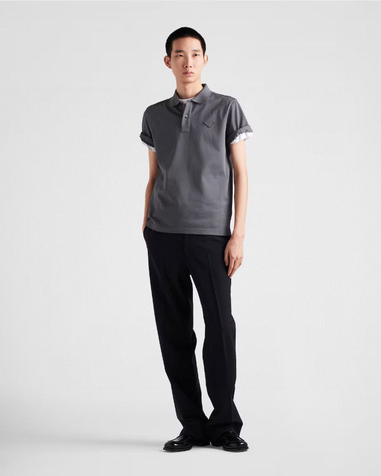 Prada Classic Grey Polo Shirt - logo - replica sneakers