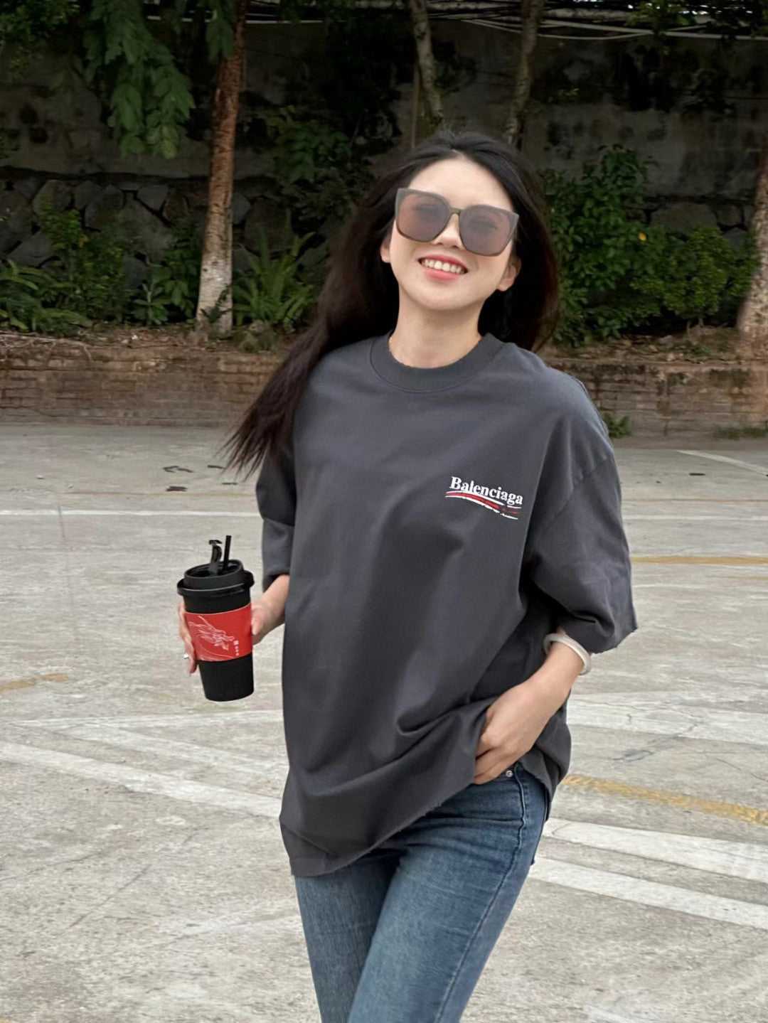 T-shirt de campagne politique Balenciaga (gris)