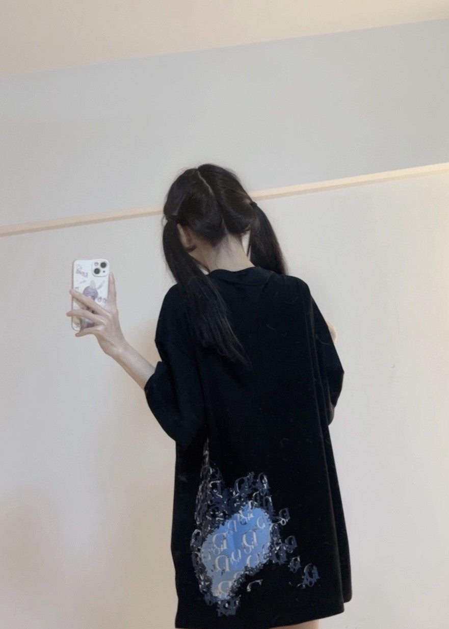Camiseta con motivo de monograma Dior (negra)