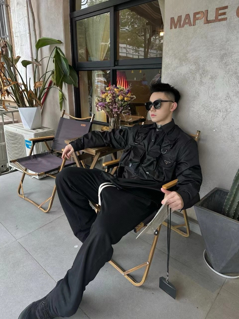 Prada Military Style Jacket - Black - logo - replica sneakers