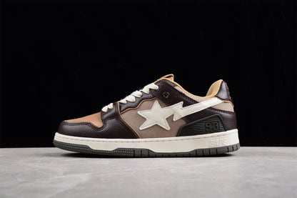BAPE Sta Low-top Sneakers In And Beige - Brown Unisex Streetwear Limited Edition - **BAPE STA Low-Top Sneakers in Brown and Beige** Introducing the BAPE STA Low-Top Sneakers in