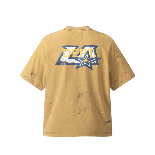 GALLERY Dept 24ss La T-Shirt - Red Unisex Streetwear Limited Edition - Introducing the 2024 Spring/Summer Gallery Dept. LA Baja-Inspired Post-Apocalyptic Mud-Dyed Hand-Painted Heavy Duty T-Shirt. This