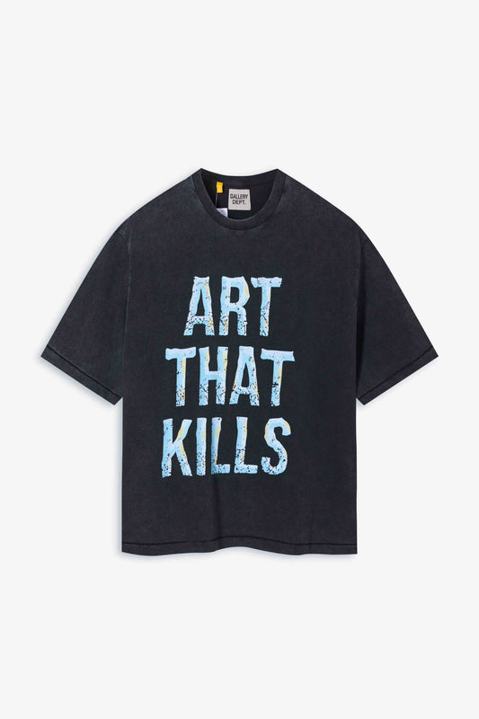 GALLERY Dept Broken Atk Tee T-Shirt - Black Unisex Streetwear Limited Edition - Introducing the Gallery Dept. 'Art That Kills' Distressed Graphic T-Shirt, a striking piece that embodies