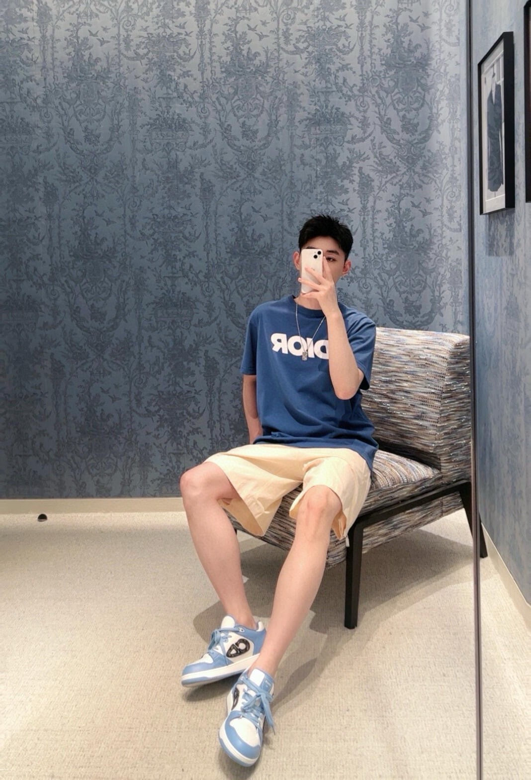 T-shirt Dior avec logo classique (bleu)