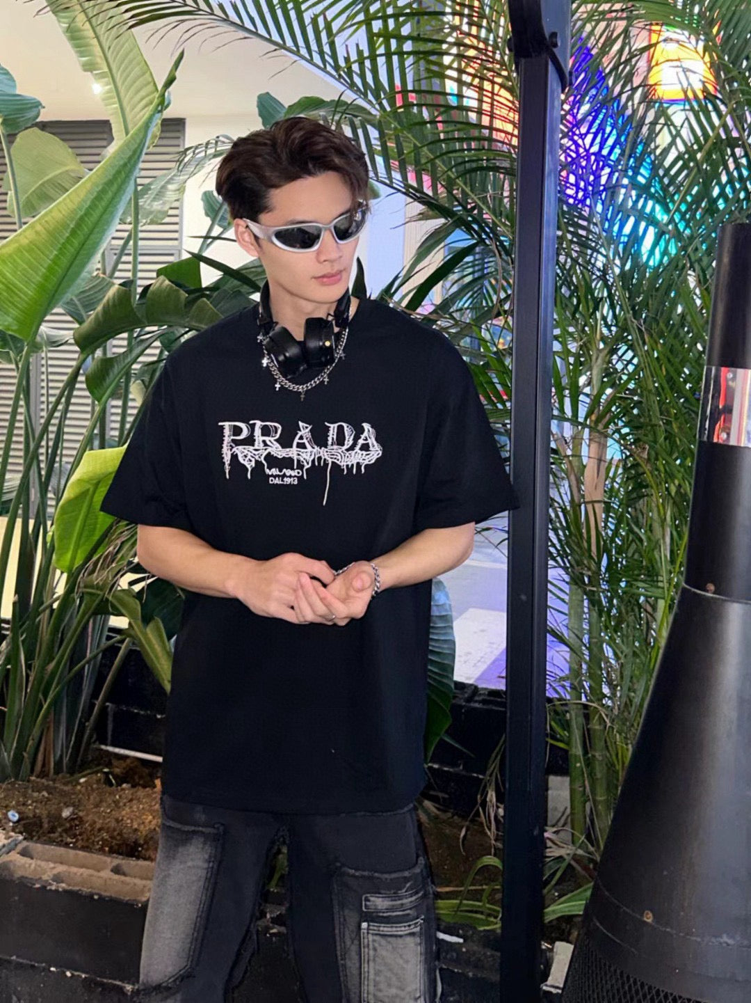Prada Graphic Logo T-Shirt (Black) - logo - replica sneakers