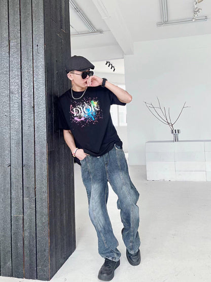 Camiseta gráfica Dior Color Splash - Negra