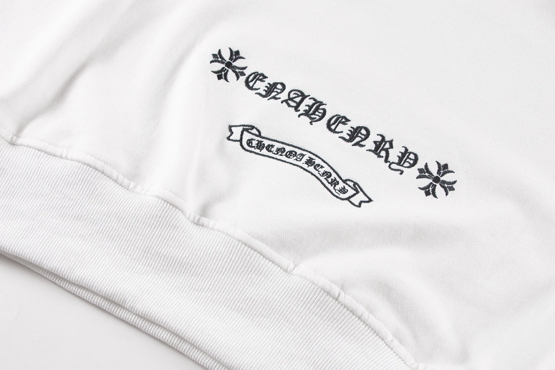 CHROME Hearts Cross Patch Sweatshirt - White Unisex Streetwear Limited Edition
