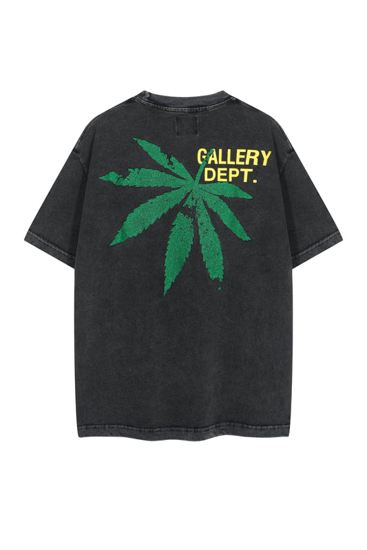Gallery Dept. T-Shirt - Black Unisex Streetwear Limited Edition - Introducing the Gallery Dept. Hand-Painted Leaf Graphic T-Shirt, a perfect blend of artistry and streetwear.