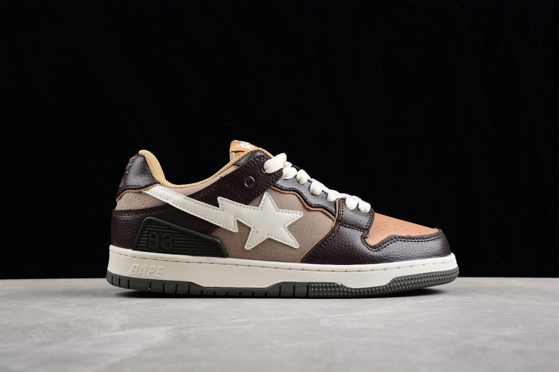 BAPE Sta Low-top Sneakers In And Beige - Brown Unisex Streetwear Limited Edition - **BAPE STA Low-Top Sneakers in Brown and Beige** Introducing the BAPE STA Low-Top Sneakers in