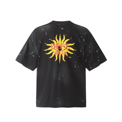 GALLERY Dept T-Shirt - Red Unisex Streetwear Limited Edition - Introducing the Gallery Dept. Sun God Hand-Painted Heavyweight T-Shirt, a striking blend of artisanal craftsmanship
