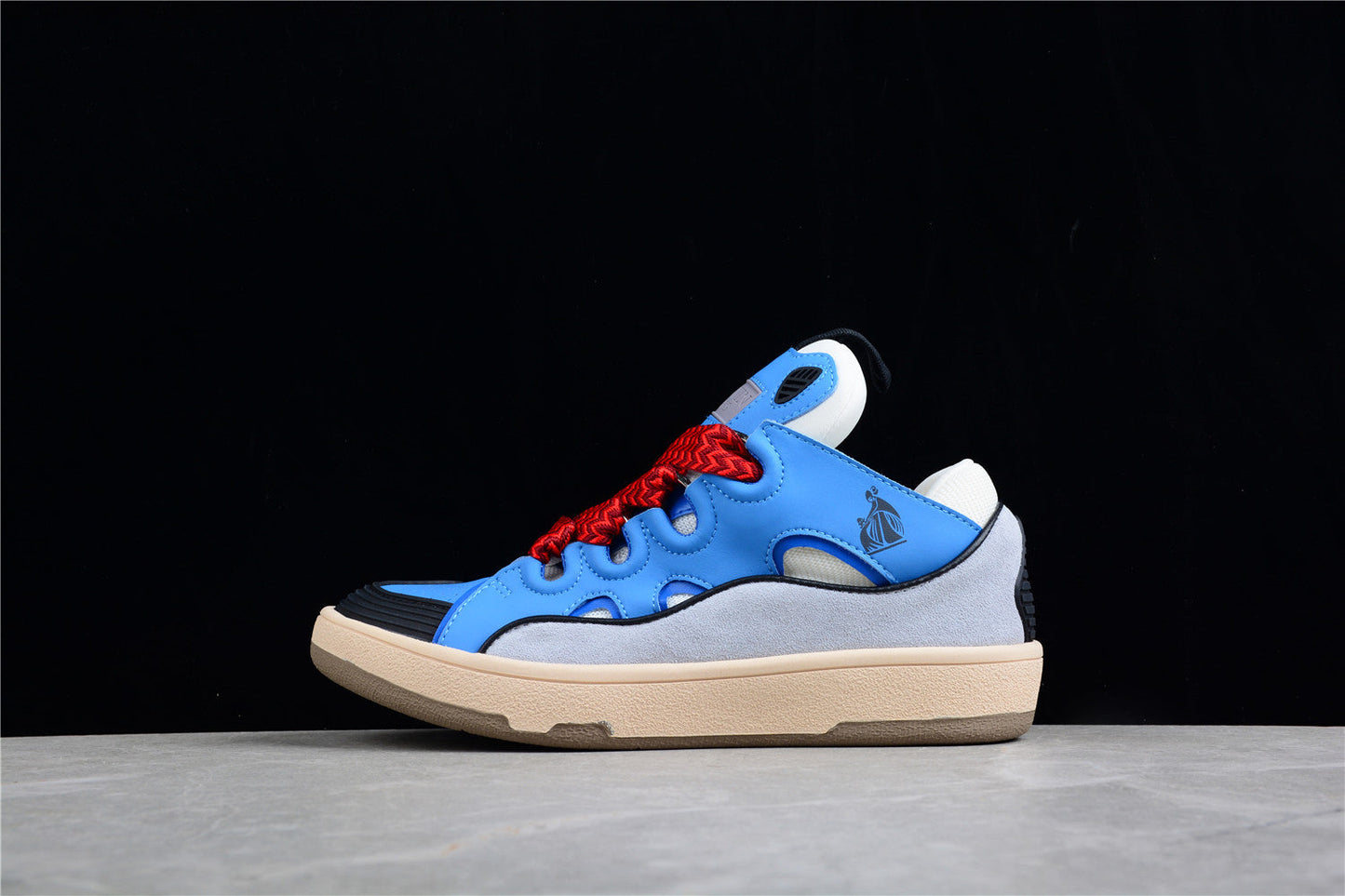 Lanvin Blue And Lace Sneakers - Red Unisex Streetwear Limited Edition - ### Lanvin Blue and Red Lace Sneakers Experience the perfect blend of contemporary design and