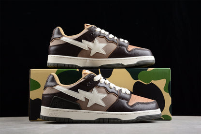 BAPE Sta Low-top Sneakers In And Beige - Brown Unisex Streetwear Limited Edition - **BAPE STA Low-Top Sneakers in Brown and Beige** Introducing the BAPE STA Low-Top Sneakers in
