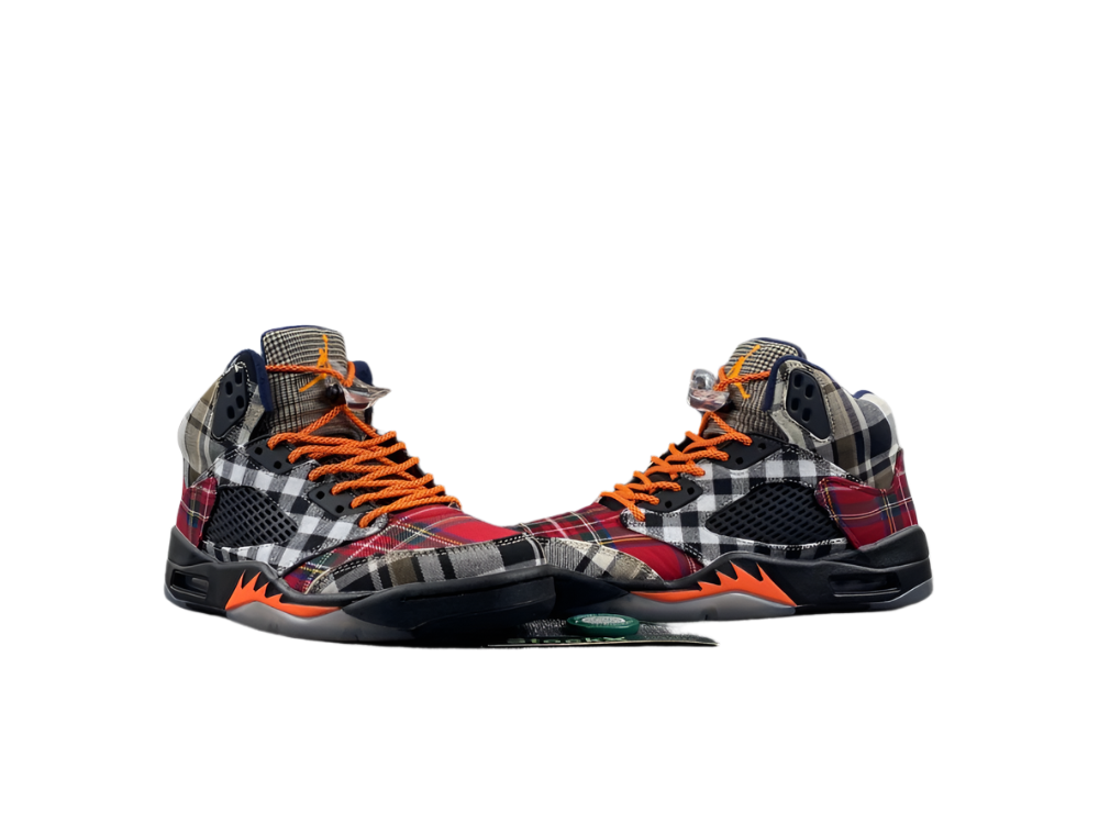 JORDAN 5 Bold Plaid Multi-colorway - Black Unisex Streetwear Limited Edition