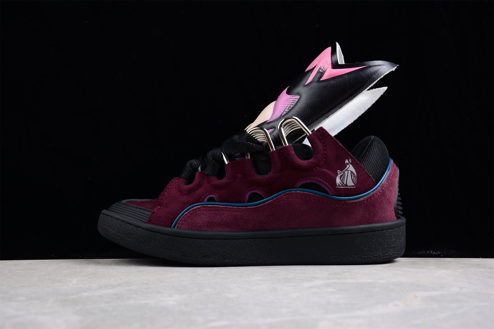 Lanvin Burgundy Suede Sneakers - Black Unisex Streetwear Limited Edition - ### Lanvin Burgundy Suede Sneakers Step up your sneaker game with these striking Lanvin Burgundy