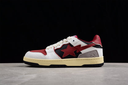 BAPE Sta Low Top Sneakers In Red, White, And - Black Unisex Streetwear Limited Edition - Introducing the BAPE STA Low Top Sneakers in Red, White, and Black C a dynamic