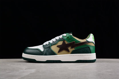 BAPE Sta Low-top Sneakers In And Brown - Green Unisex Streetwear Limited Edition - **BAPE STA Low-Top Sneakers in Green and Brown** Experience the perfect blend of style and