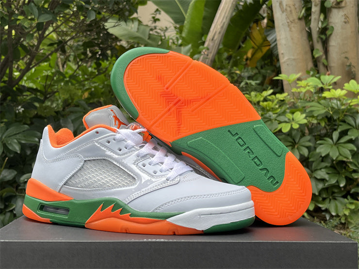 JORDAN 5 Low - Orange - Green - White Unisex Streetwear Limited Edition