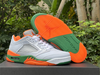 JORDAN 5 Low - Orange - Green - White Unisex Streetwear Limited Edition
