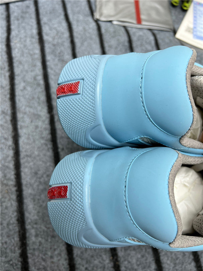 PRADA America's Cup Soft Rubber Light Silver Sneakers - Blue Unisex Streetwear Limited Edition