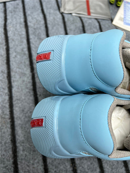 PRADA America's Cup Soft Rubber Light Silver Sneakers - Blue Unisex Streetwear Limited Edition