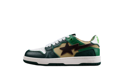 BAPE Sta Low-top Sneakers In And Brown - Green Unisex Streetwear Limited Edition - **BAPE STA Low-Top Sneakers in Green and Brown** Experience the perfect blend of style and