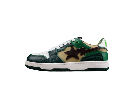 BAPE Sta Low-top Sneakers In And Brown - Green Unisex Streetwear Limited Edition - **BAPE STA Low-Top Sneakers in Green and Brown** Experience the perfect blend of style and