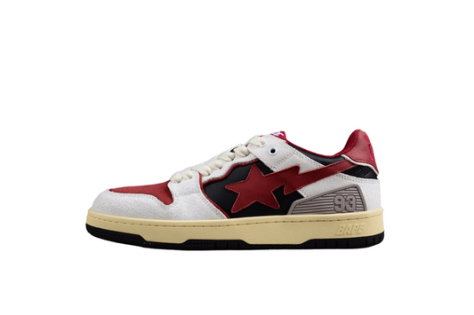 BAPE Sta Low Top Sneakers In Red, White, And - Black Unisex Streetwear Limited Edition - Introducing the BAPE STA Low Top Sneakers in Red, White, and Black C a dynamic