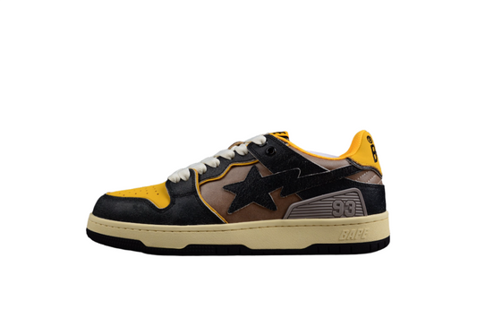 BAPE Sta Low Top Sneakers In And Yellow - Black Unisex Streetwear Limited Edition - Introducing the BAPE STA Low Top Sneakers in Black and Yellow C a perfect blend