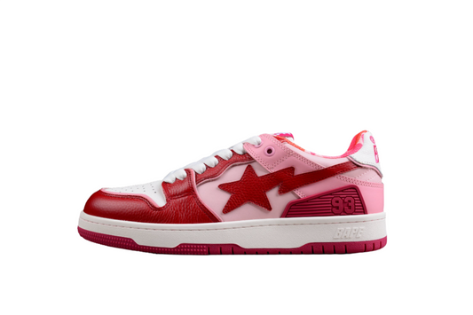 BAPE Sta Low-top Sneakers In And Pink - Red Unisex Streetwear Limited Edition - **BAPE STA Low-Top Sneakers in Red and Pink** Unleash a burst of color with the