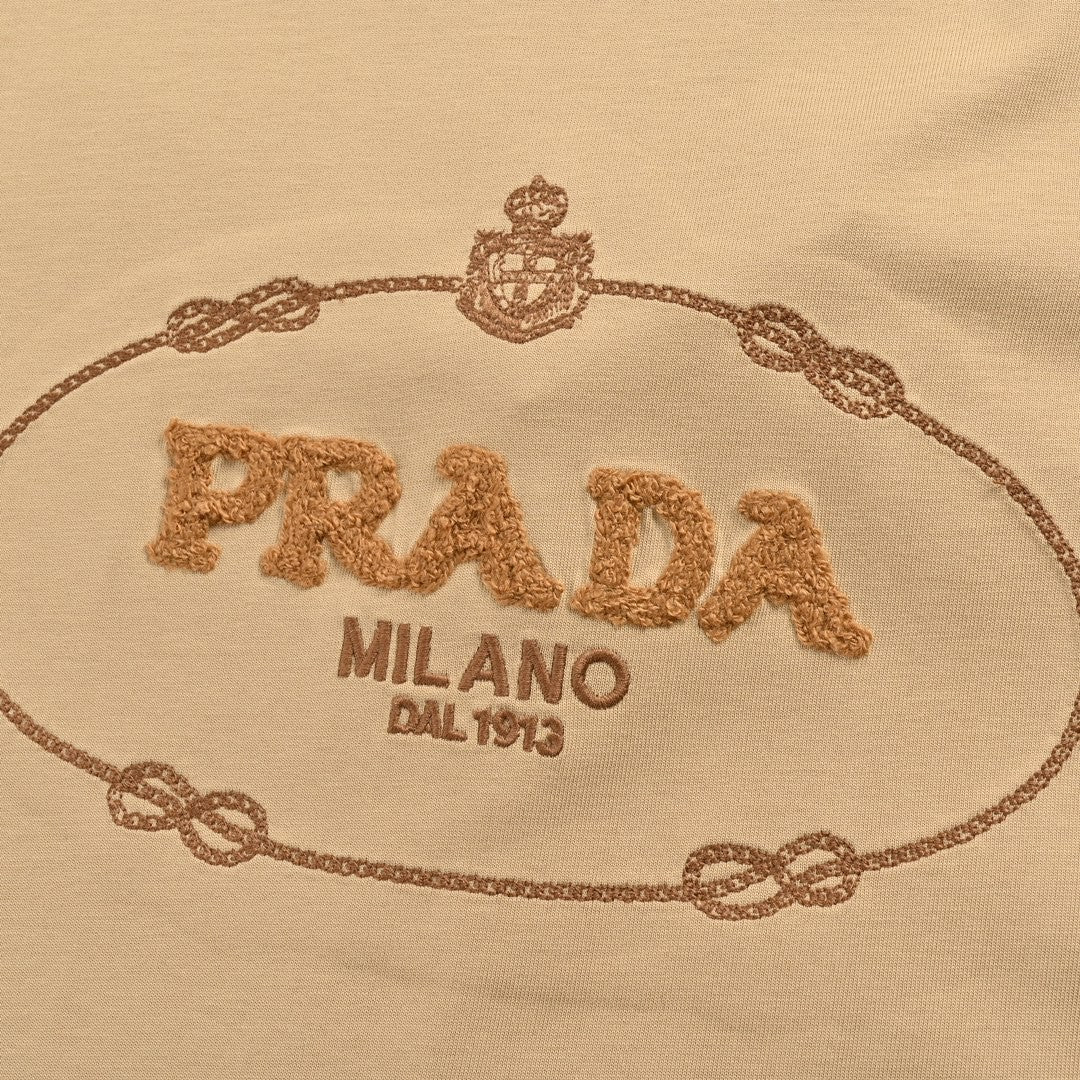 Prada Milano Beige Logo T-Shirt - detail - replica sneakers