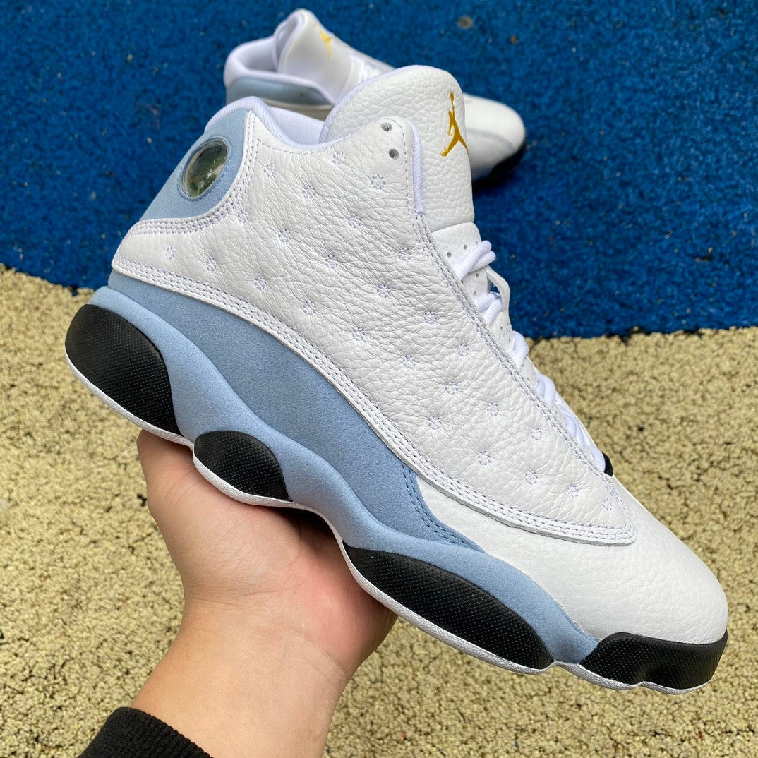 Jordan 13 blue Grey Unisex Streetwear Limited Edition - The Air Jordan 13 Retro in this fresh white and light blue colorway brings a