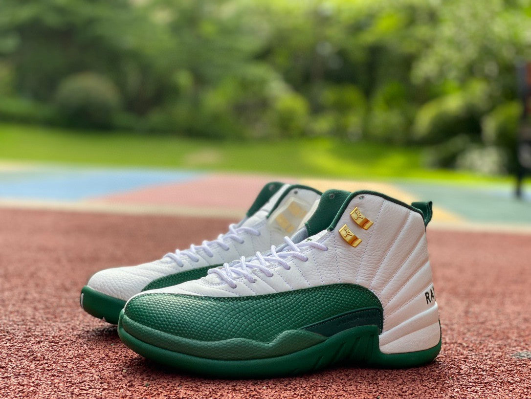 Jordan 12 Retro 'white And Green' Unisex Streetwear Limited Edition - Introducing the Air Jordan 12 Retro 'White and Green,' a perfect blend of style and