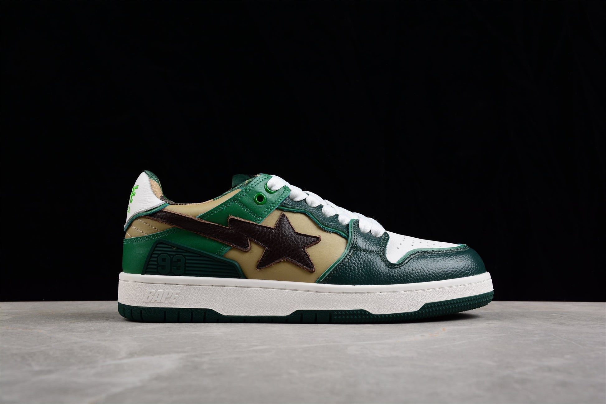 BAPE Sta Low-top Sneakers In And Brown - Green Unisex Streetwear Limited Edition - **BAPE STA Low-Top Sneakers in Green and Brown** Experience the perfect blend of style and