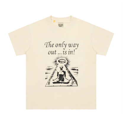 GALLERY Dept. Only Way Out Tee Vintage T-Shirt - White Unisex Streetwear Limited Edition - **Gallery Dept. 'The Only Way Out Is In' T-Shirt** Experience the intersection of fashion and