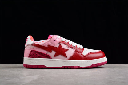 BAPE Sta Low-top Sneakers In And Pink - Red Unisex Streetwear Limited Edition - **BAPE STA Low-Top Sneakers in Red and Pink** Unleash a burst of color with the