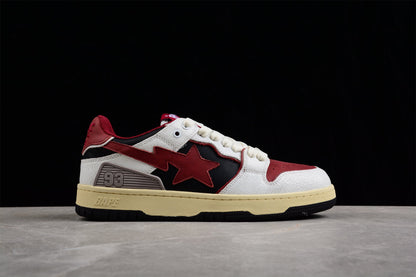BAPE Sta Low Top Sneakers In Red, White, And - Black Unisex Streetwear Limited Edition - Introducing the BAPE STA Low Top Sneakers in Red, White, and Black C a dynamic