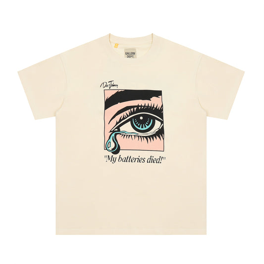 GALLERY Dept. 23ss Dead Batteries Tee T-Shirt - Cream Unisex Streetwear Limited Edition - **Gallery Dept. 'My Batteries Died!' T-Shirt** Step into the realm of art and fashion with