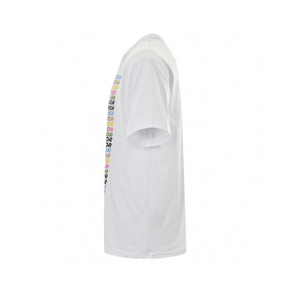Dior T-shirt - Multicolor Vertical Logo - White Unisex Streetwear Limited Edition - <span>This Dior t-shirt features a sleek white base with a vibrant multicolor 'DIOR' logo repeated