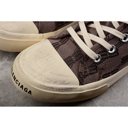 BALENCIAGA Paris High Vulc Destr - Bb Cloth Sneakers - Red Unisex Streetwear Limited Edition - The Balenciaga Paris High Vulc Destr x BB Cloth sneakers merge iconic style with urban