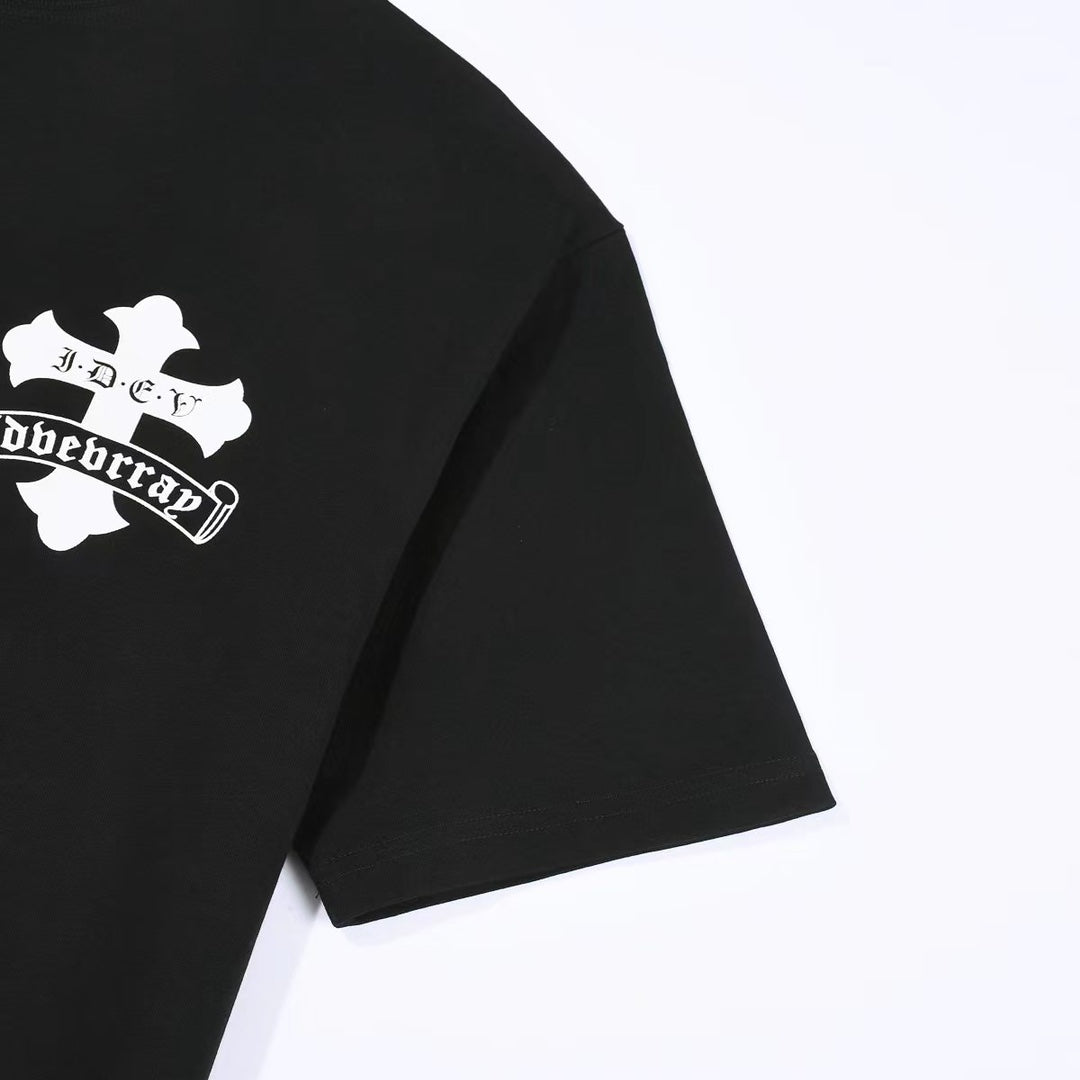 CHROME Hearts White Double Cross T-shirt - Black Unisex Streetwear Limited Edition