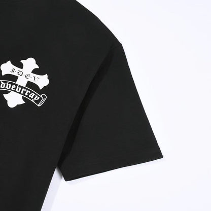 CHROME Hearts White Double Cross T-shirt - Black Unisex Streetwear Limited Edition