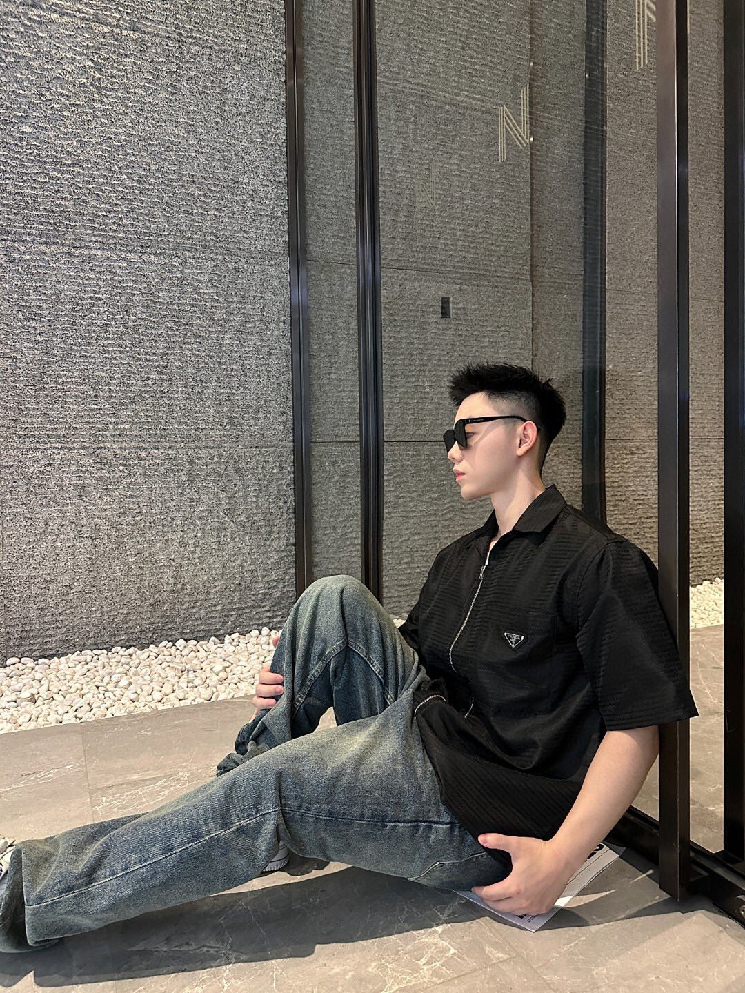 Chemise à fermeture éclair Prada