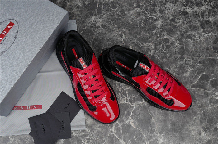 PRADA America's Cup Red Sneakers - Black Unisex Streetwear Limited Edition