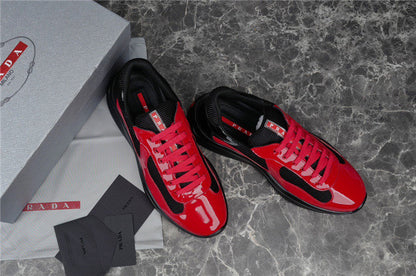 PRADA America's Cup Red Sneakers - Black Unisex Streetwear Limited Edition