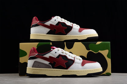 BAPE Sta Low Top Sneakers In Red, White, And - Black Unisex Streetwear Limited Edition - Introducing the BAPE STA Low Top Sneakers in Red, White, and Black C a dynamic