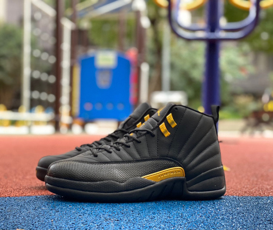 Jordan 12 Retro Ta - I Sneakers - Black Unisex Streetwear Limited Edition - Introducing the Air Jordan 12 Retro in a sleek black and yellow colorway, a dynamic